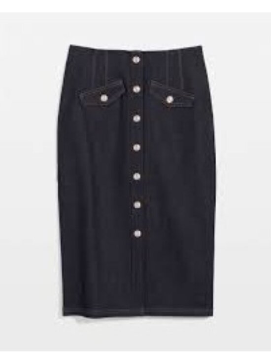 White House Black Market Dresses & Skirts - White House Black Market Button Front Denim Skirt NWT Size 6 Midnight Rinse Wash